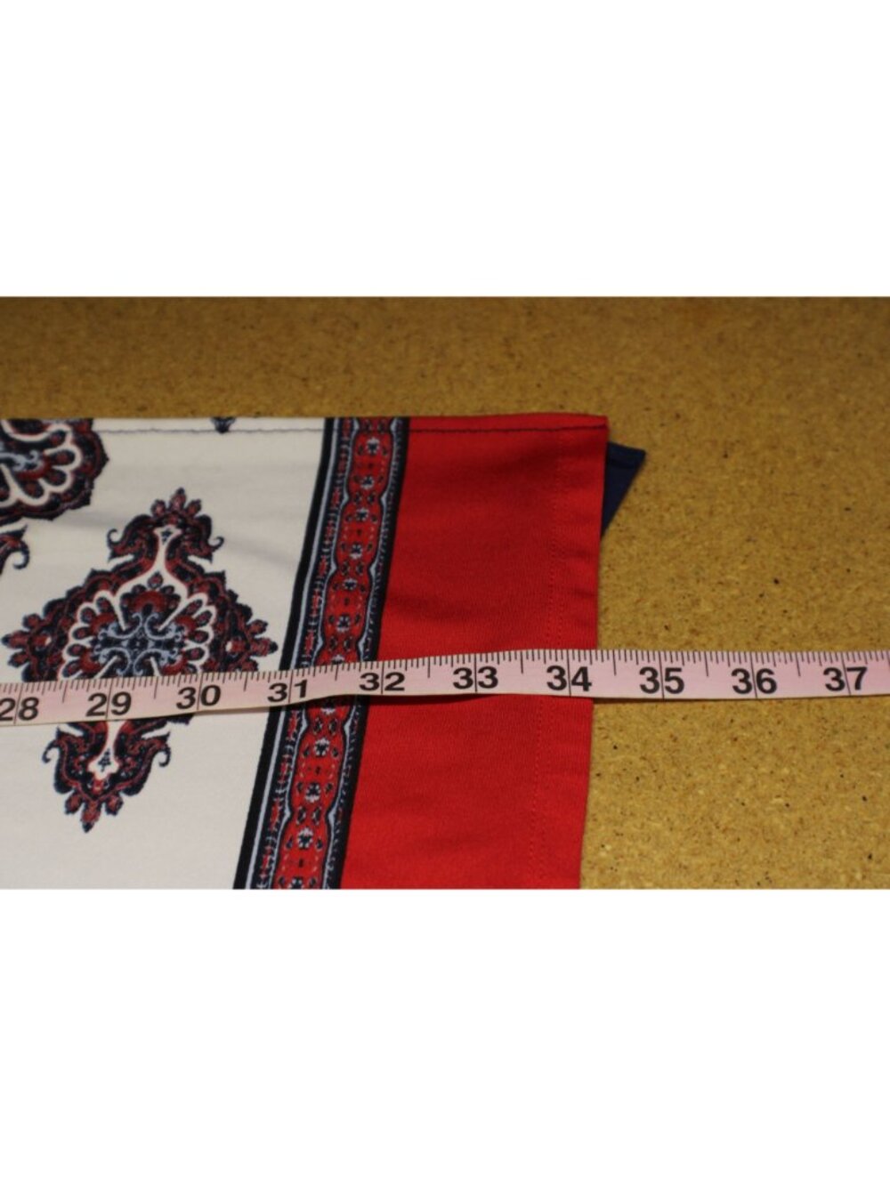 Melissa Paige Sz Large Red White Blue Paisley Sleeveless Dress Long Side Slits - Picture 9 of 12